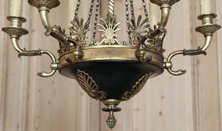Antique 2nd Empire Bronze & Brass Chandelier In Excellent Condition In Dallas, TX