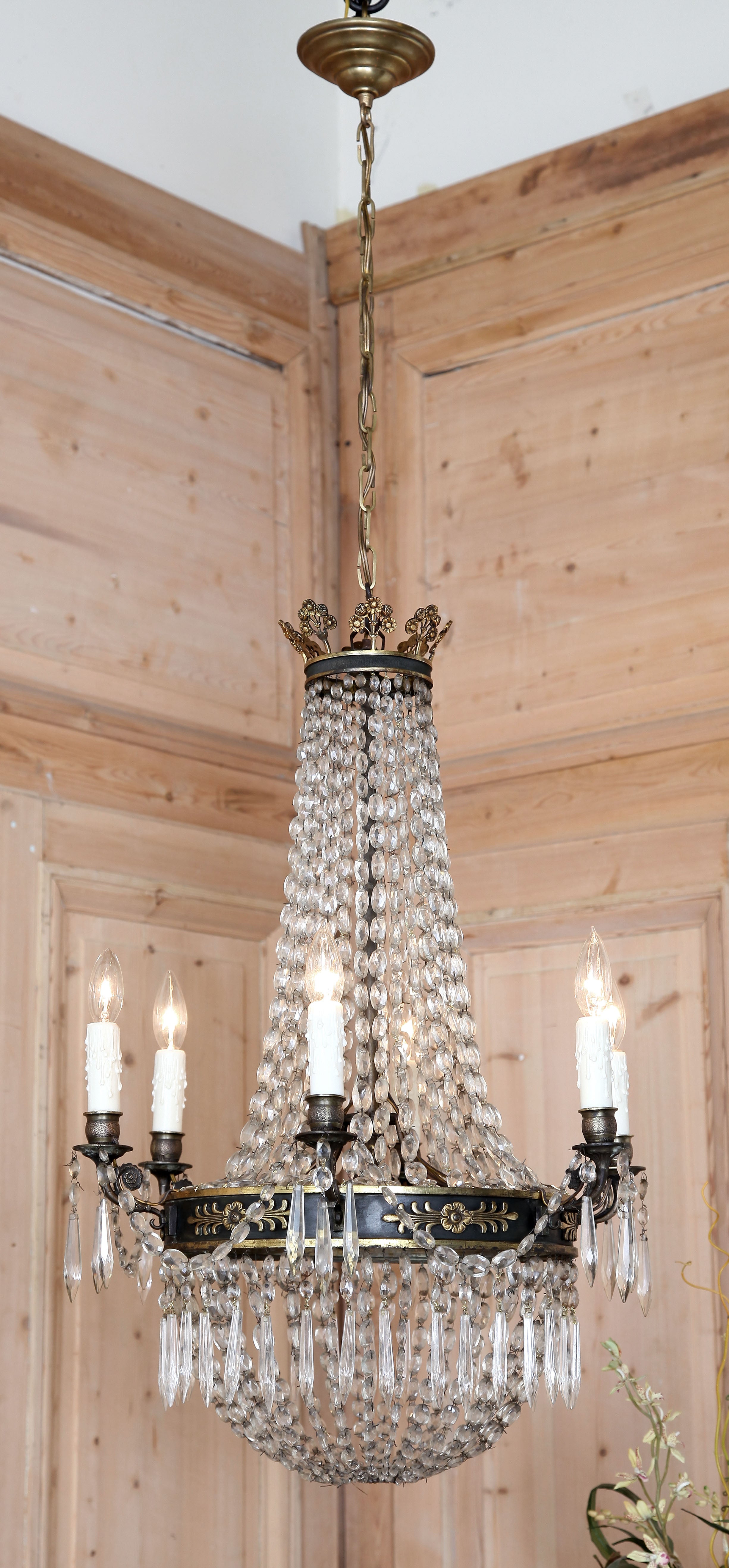 Antique French Empire Sack of Pearls Chandelier