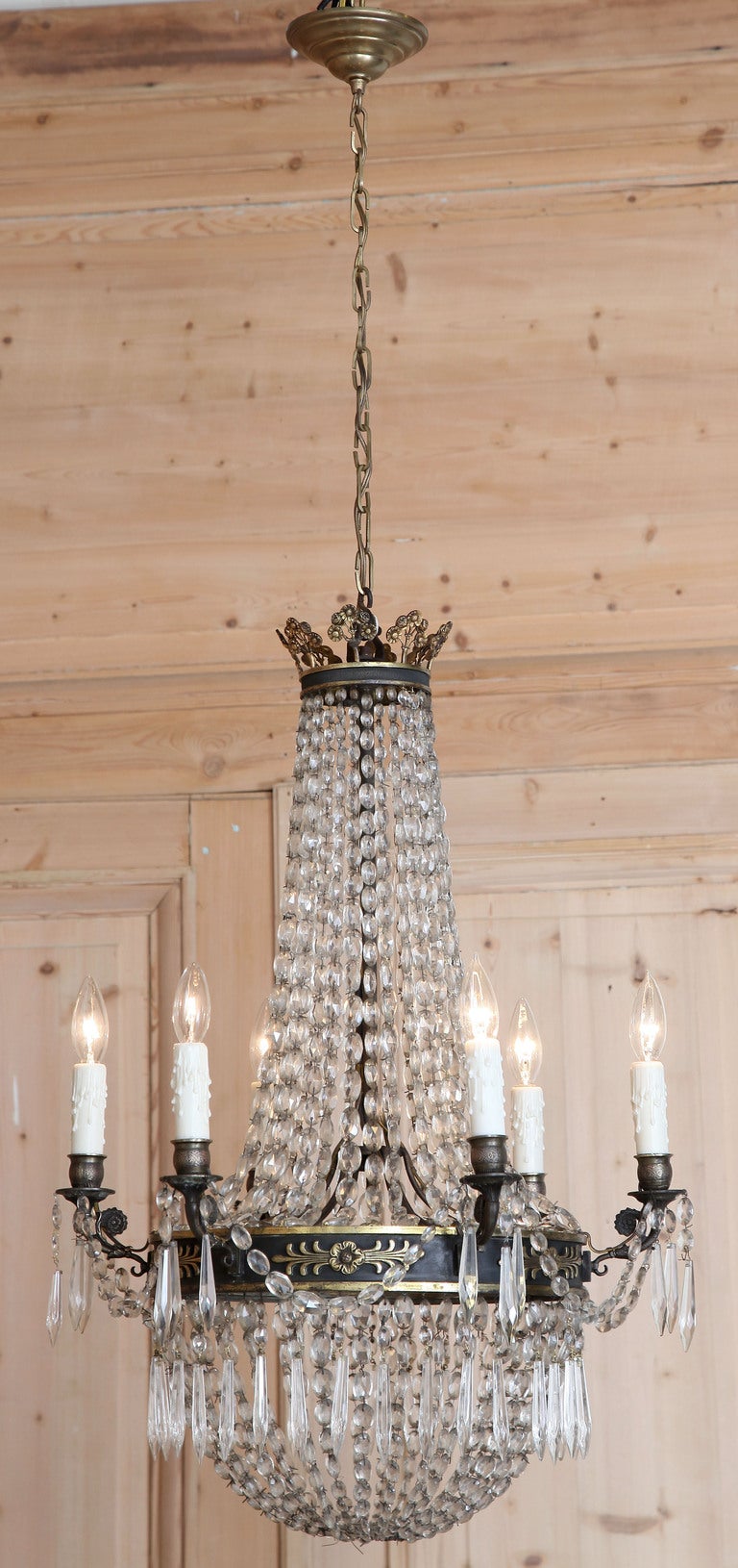 Antique French Empire Sack of Pearls Chandelier In Excellent Condition In Dallas, TX