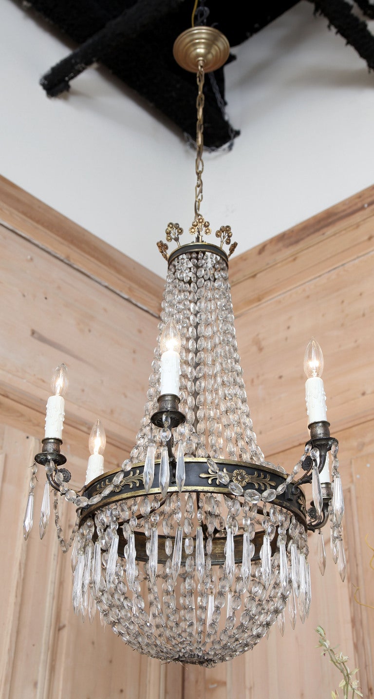 19th Century Antique French Empire Sack of Pearls Chandelier