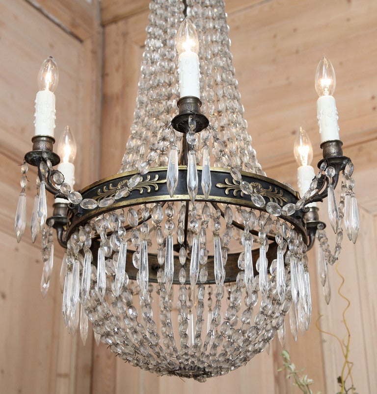 Antique French Empire Sack of Pearls Chandelier 1