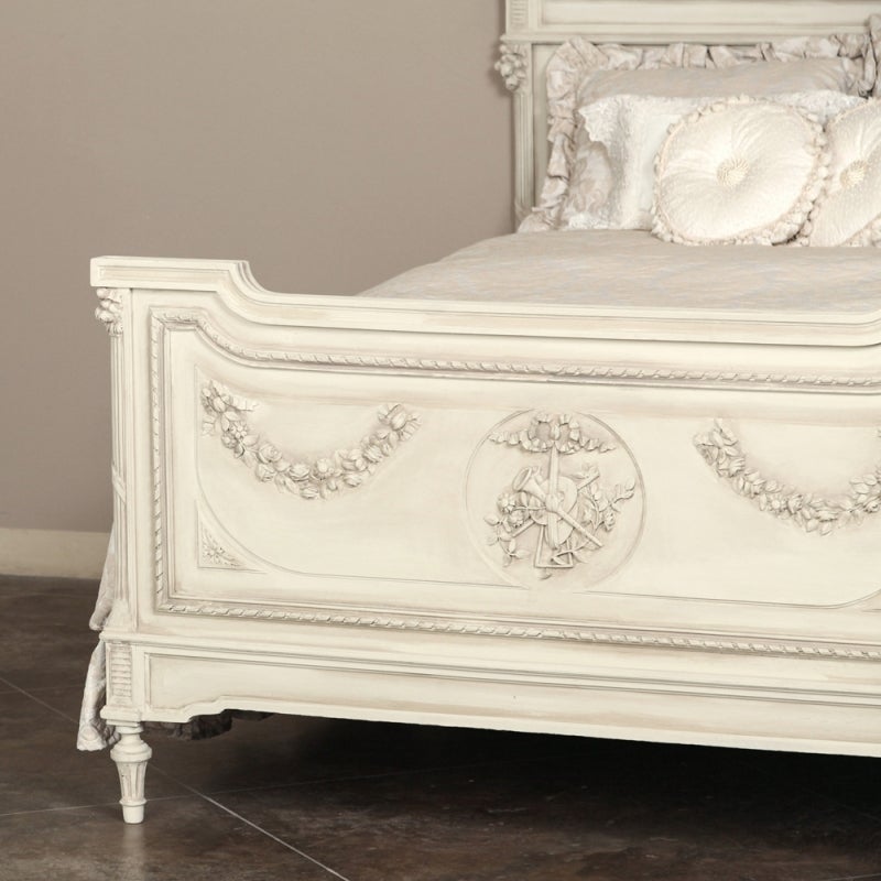 French Antique Louis XVI Painted Queen Bed