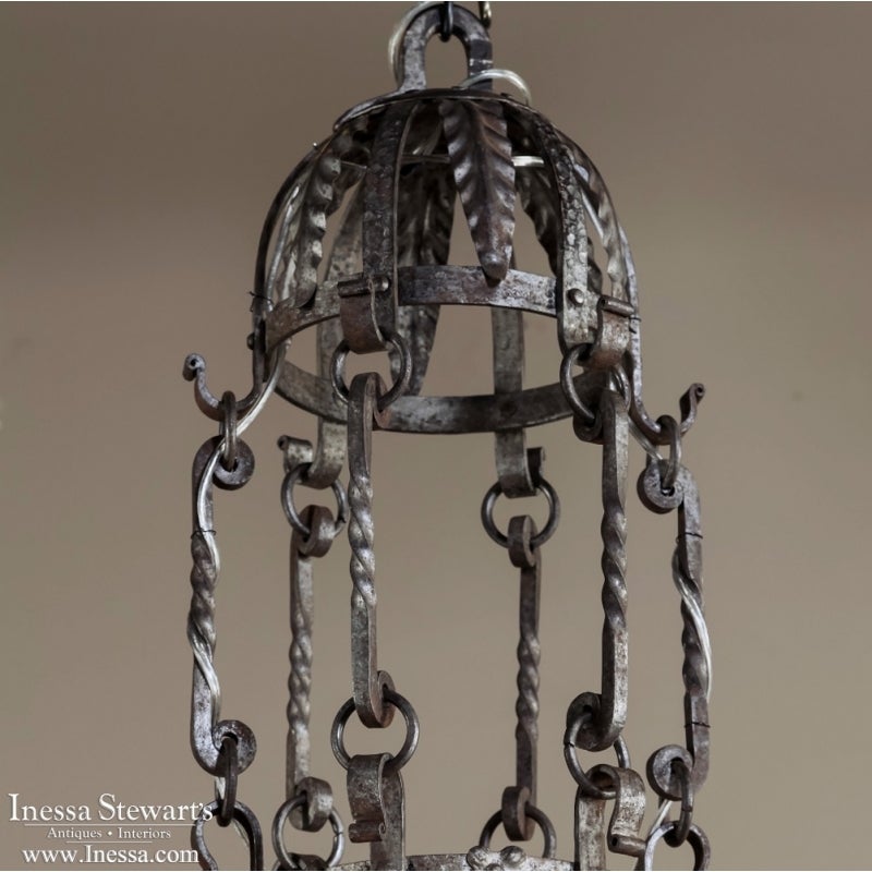Gothic Revival Vintage Country French Wrought Iron Chandelier