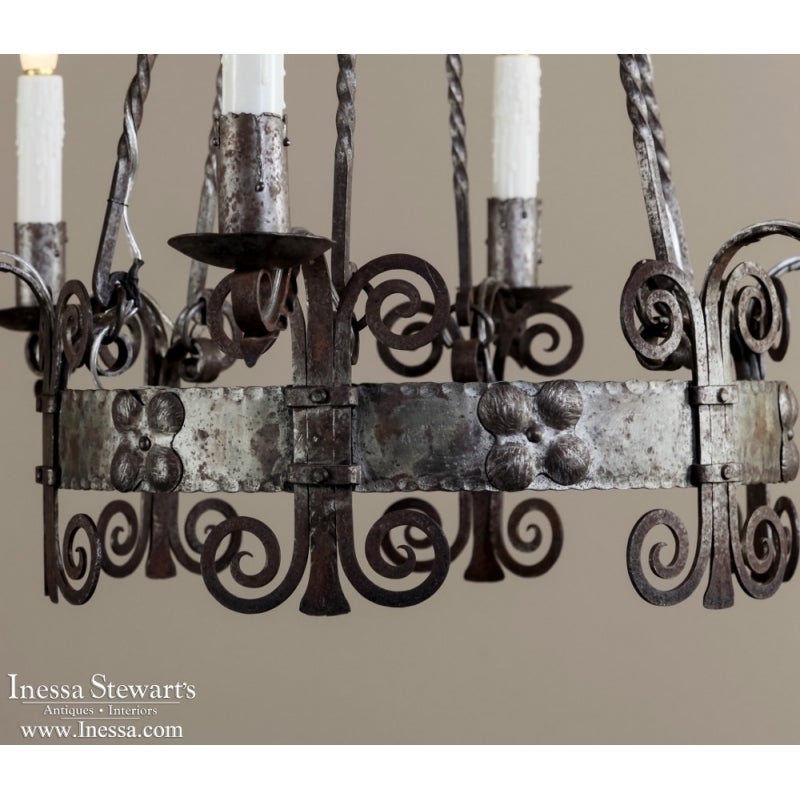 Mid-20th Century Vintage Country French Wrought Iron Chandelier