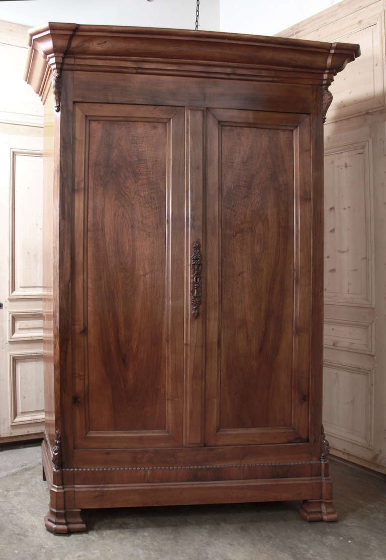 Antique French Louis Philippe Walnut Armoire at 1stdibs