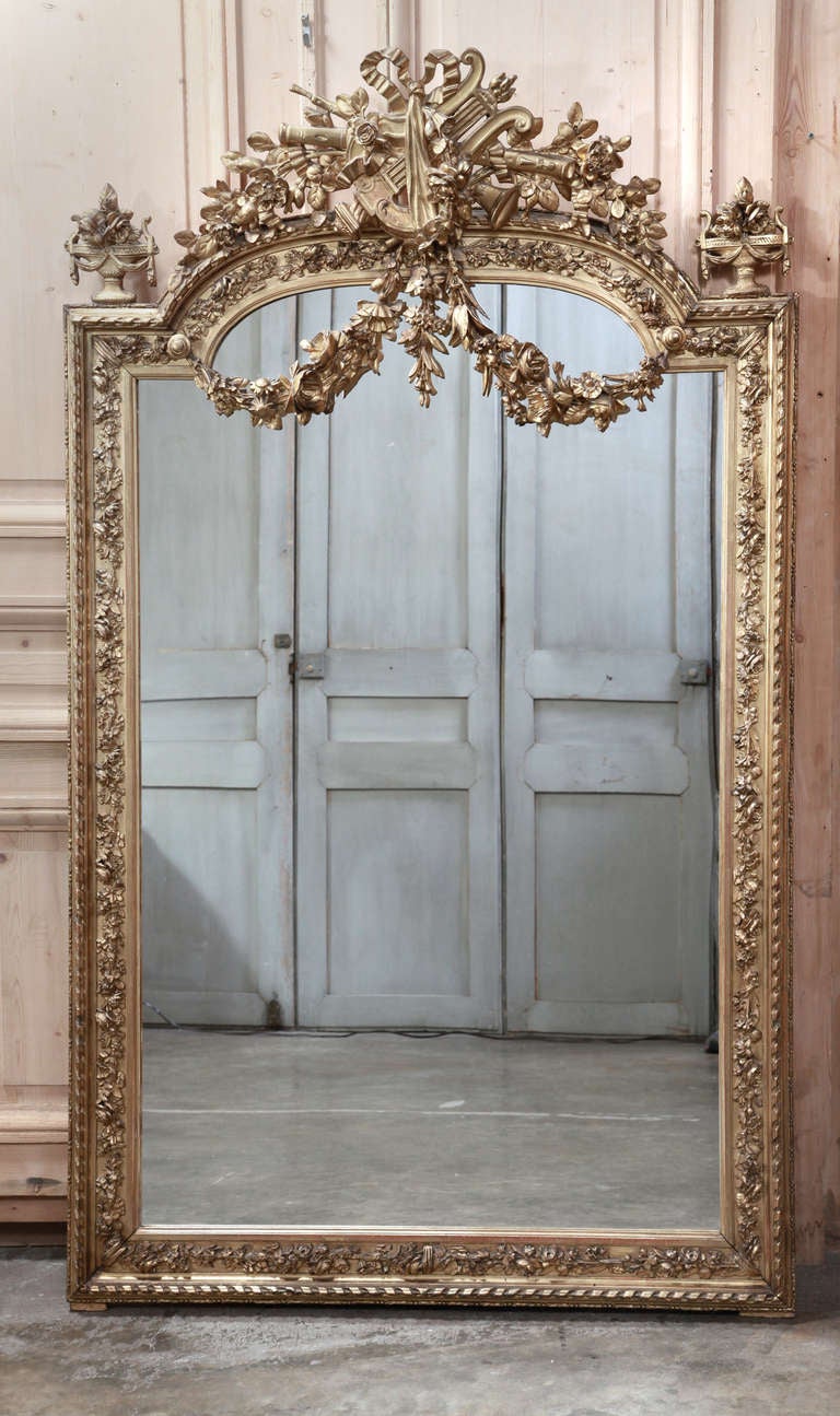 Gilt 19th Century French Louis XVI Neoclassical Gilded Mirror
