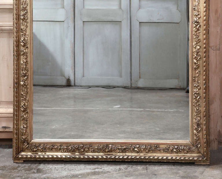 Hardwood 19th Century French Louis XVI Neoclassical Gilded Mirror