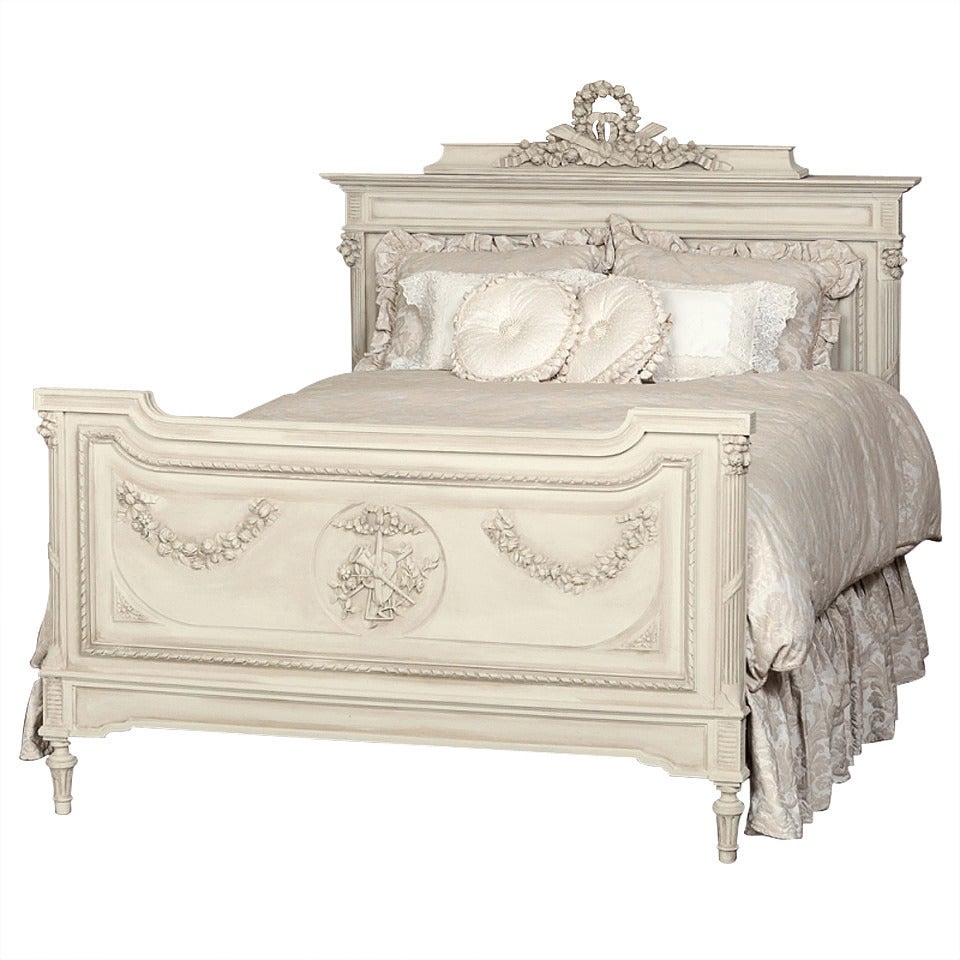 Antique Louis XVI Painted Queen Bed