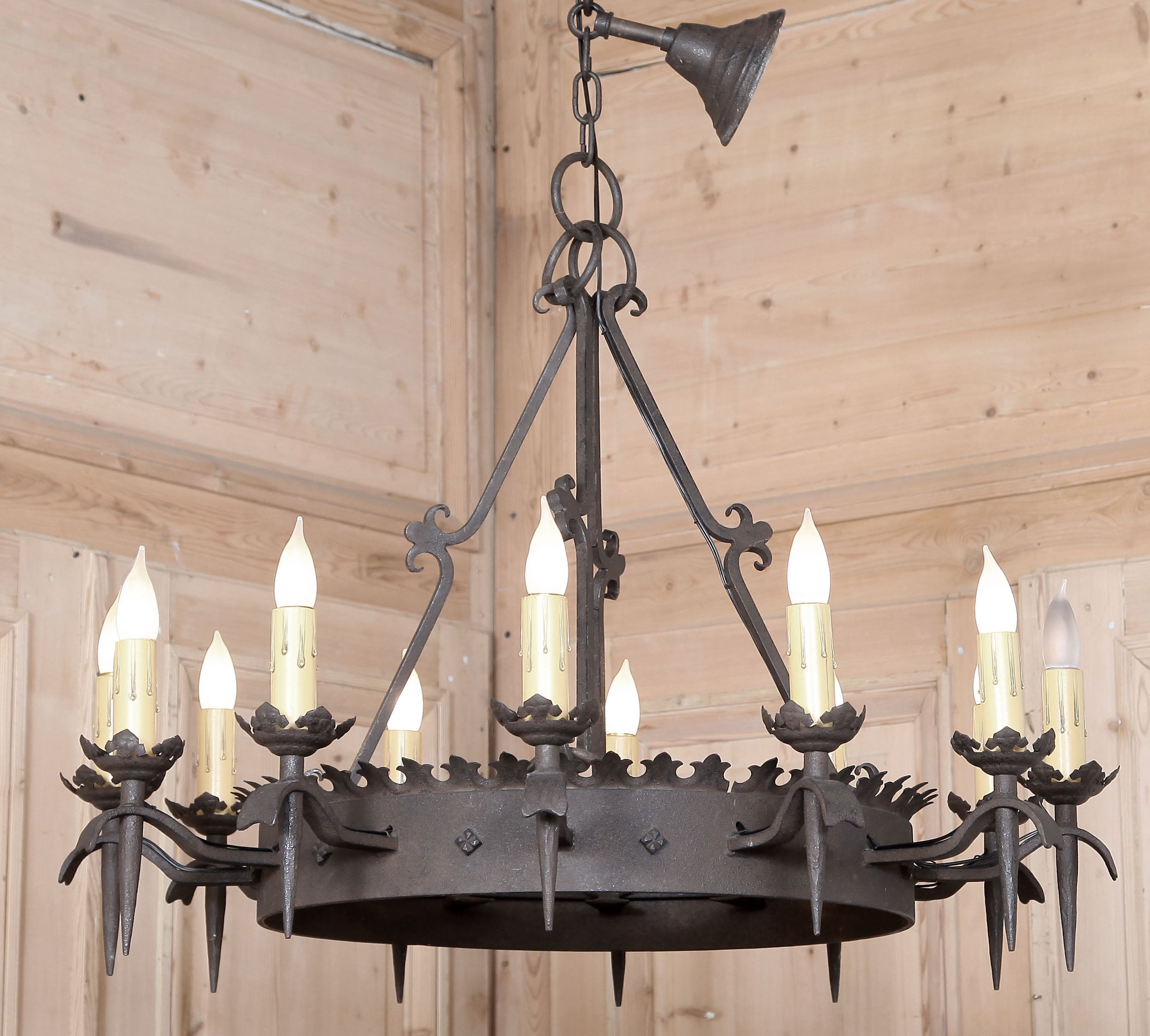 Vintage Gothic Wrought Iron Chandelier