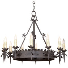 Vintage Gothic Wrought Iron Chandelier