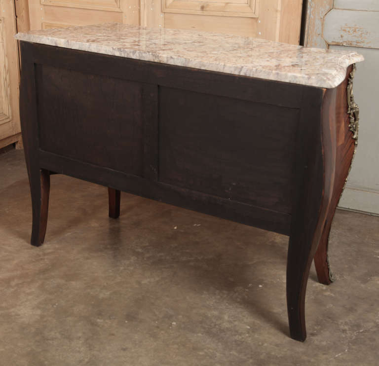 Antique French Louis XV Bombe Marble Top Commode 3