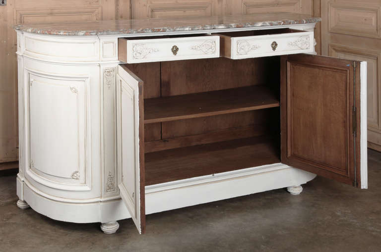Antique French Louis XVI Marble Top Painted Buffet
