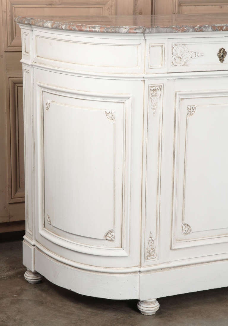 Antique French Louis XVI Marble Top Painted Buffet at 1stDibs