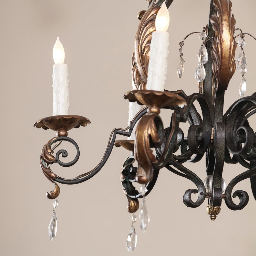 Country French Painted Wrought Iron Chandelier With Crystals At 1stdibs Country French Painted Wrought Iron Chandelier With Crystals In Excellent Condition For Sale Dallas