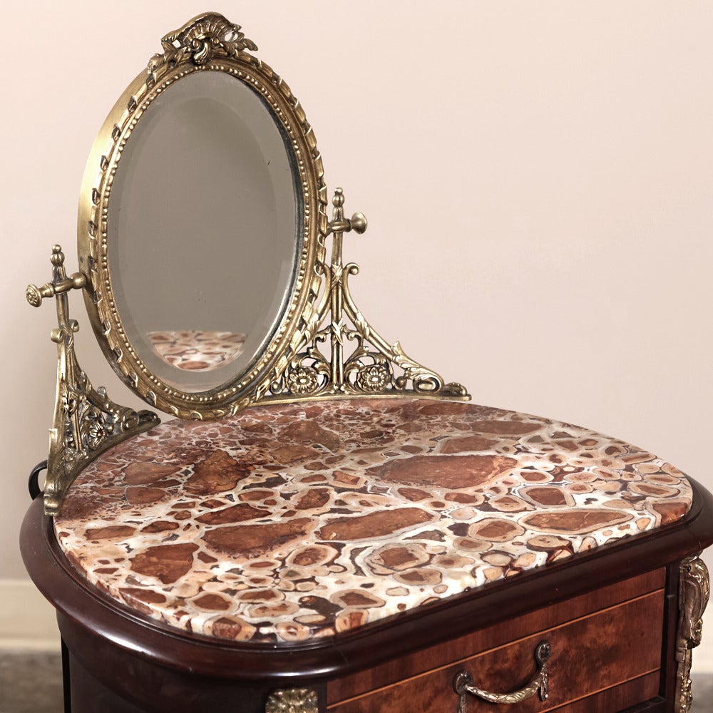 French 19th Century Rosewood Pair of Louis XVI Marquetry Nightstands In Excellent Condition In Dallas, TX