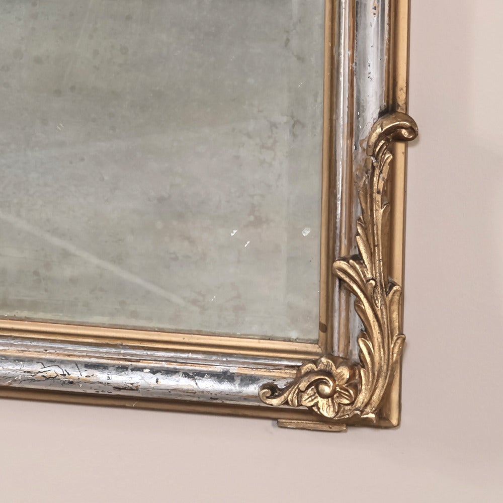 Late 19th Century French 19th Century Louis XV Silver and Gold-Leaf Trumeau