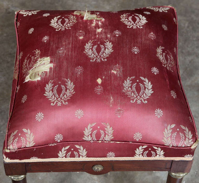  Antique French Empire Mahogany Footstool In Good Condition In Dallas, TX