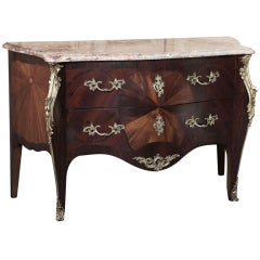 Antique French Bombe Marble Top Commode