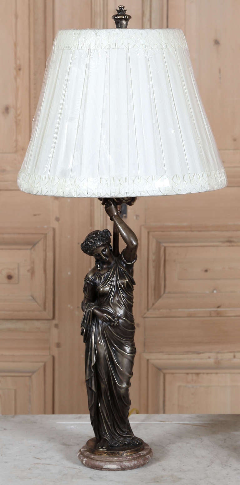 Antique Bronze Caryatid Table Lamp