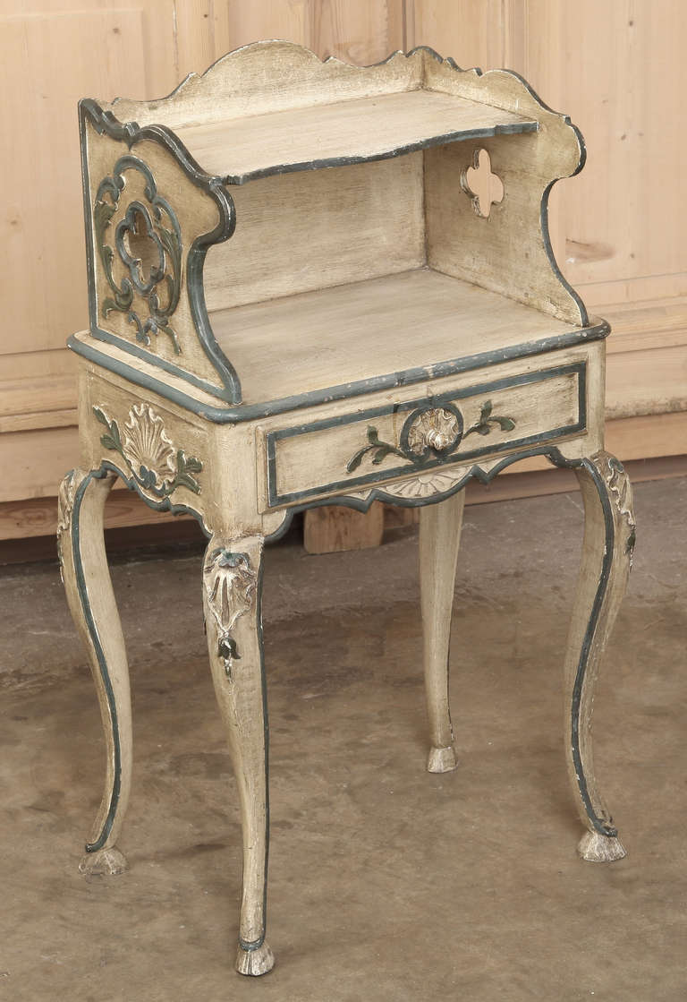 Pair Antique French Louis XV Painted Nightstands at 1stdibs