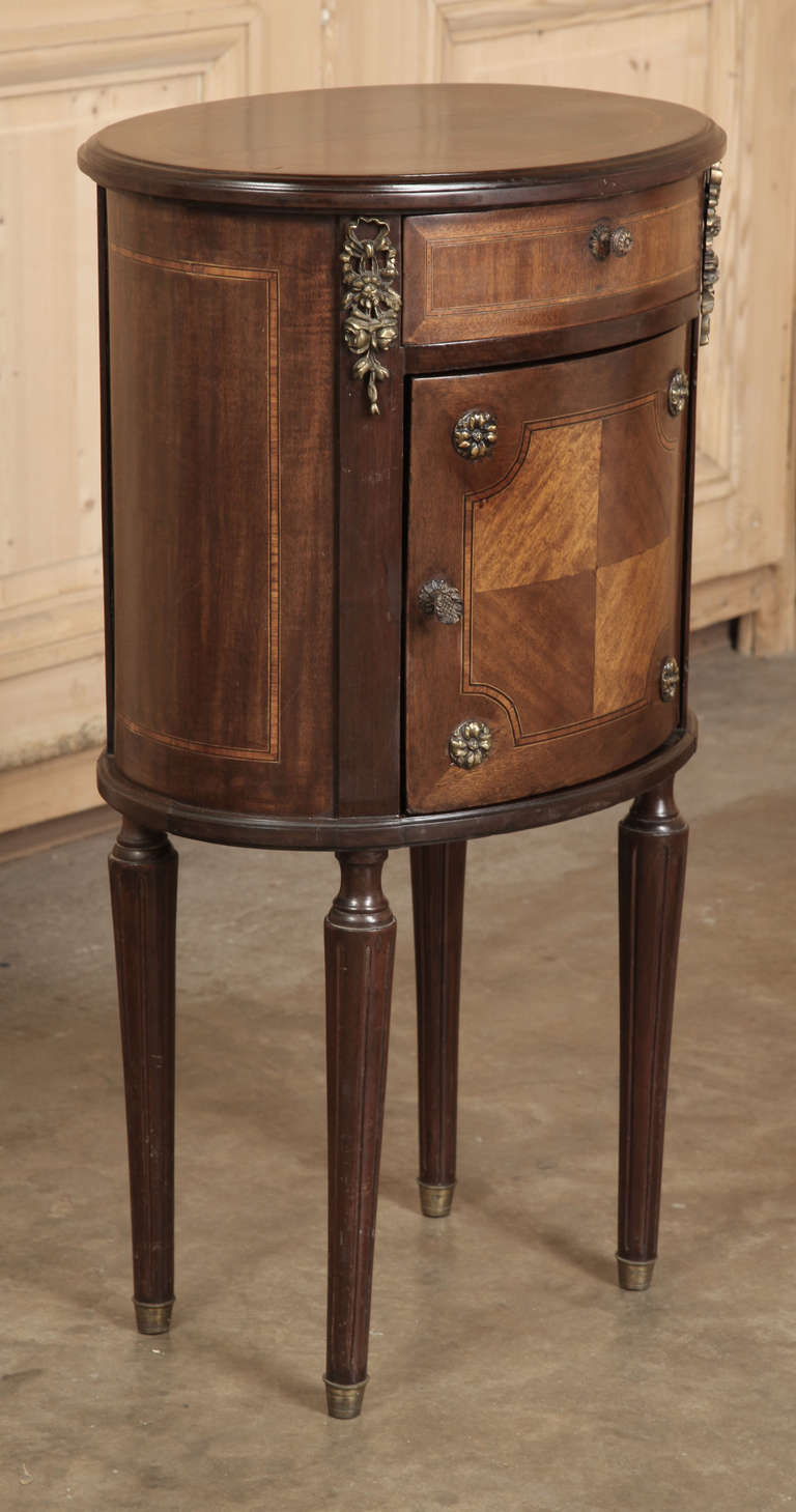 Antique French Louis XVI Oval Nightstand at 1stDibs