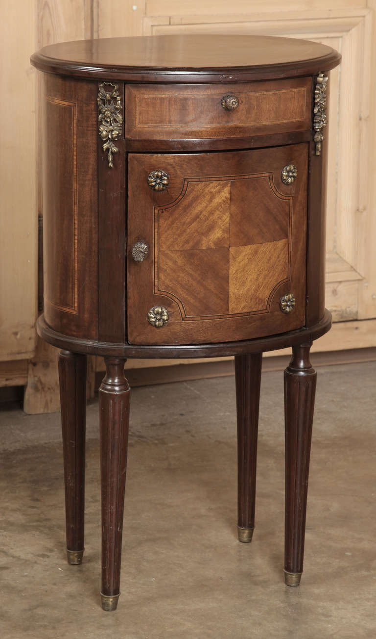 Antique French Louis XVI Oval Nightstand