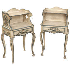 Pair Antique French Louis XV Painted Nightstands