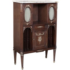 Antique Louis XVI Marble Top Music Cabinet