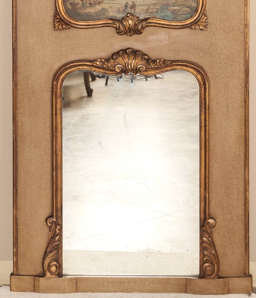 French Louis XV Trumeau Mirror In Excellent Condition In Dallas, TX