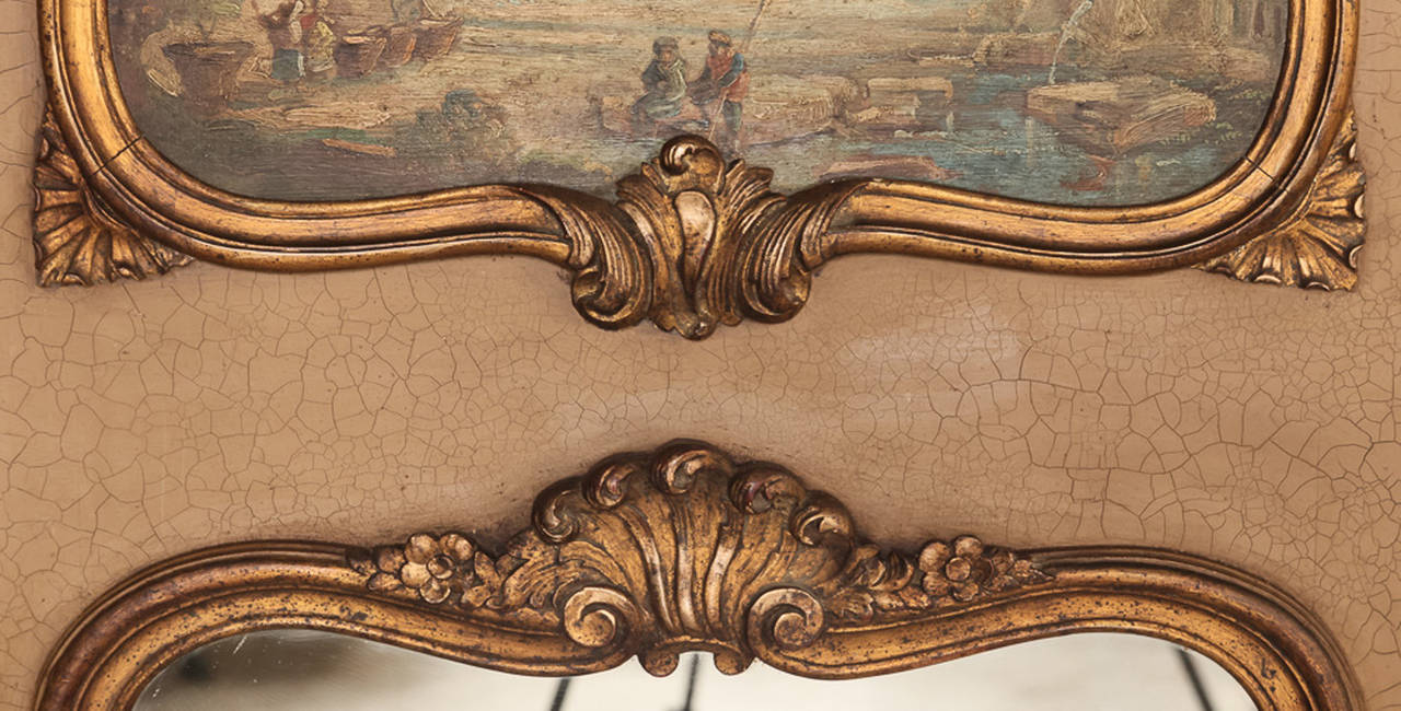 Late 19th Century French Louis XV Trumeau Mirror
