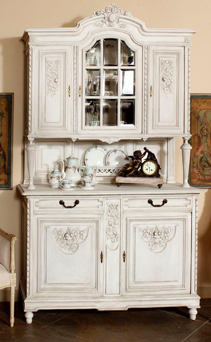 Antique Louis XVI Walnut Painted China Buffet