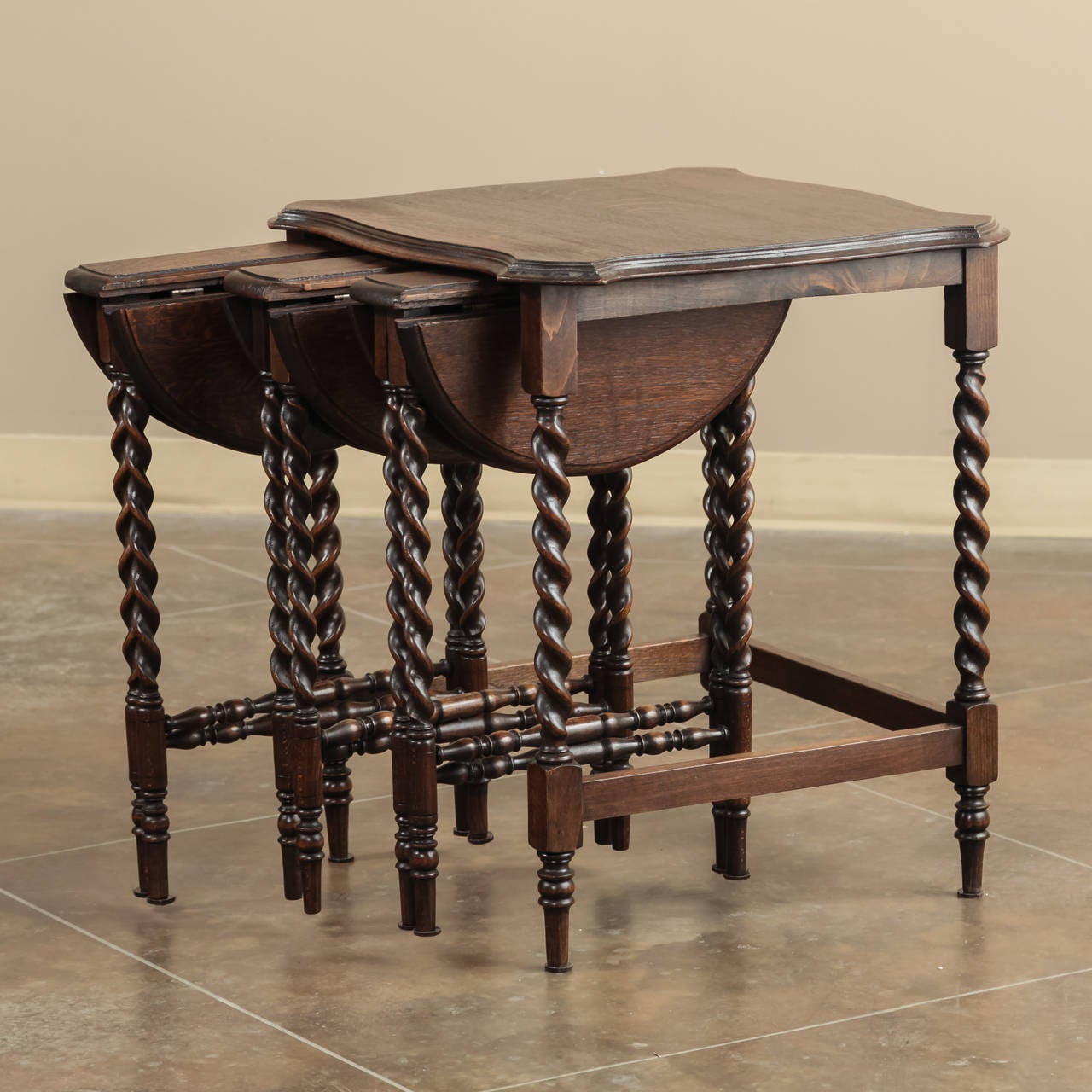 Early 20th Century Set of Four Barley Twist Nesting Tables