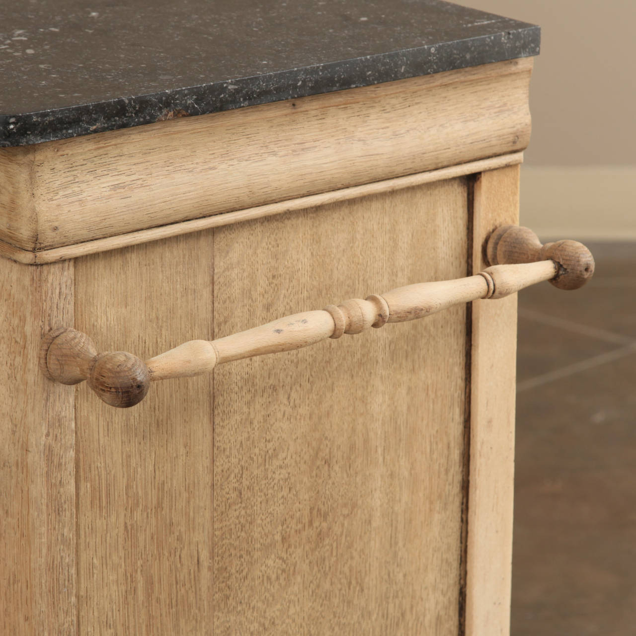 Louis Philippe Marble-Top Stripped Commode with Towel Rod