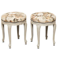Pair of Antique French Louis XV Painted Stools
