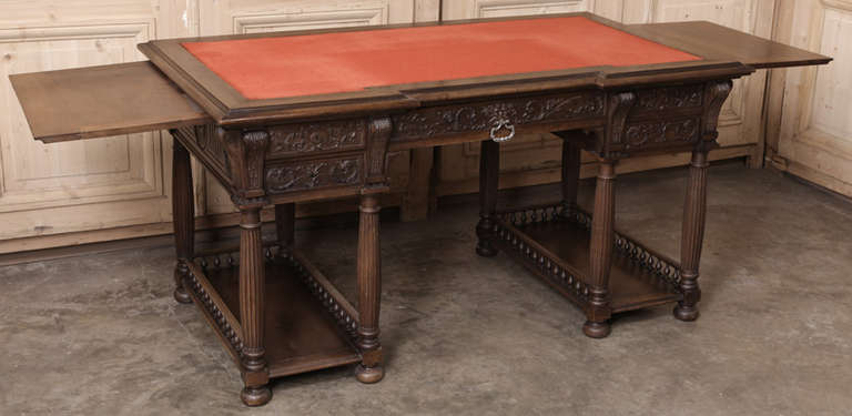 Carved !9th Century French Henri II Walnut Desk ~ Saturday Sale