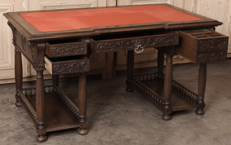 Renaissance Revival !9th Century French Henri II Walnut Desk ~ Saturday Sale