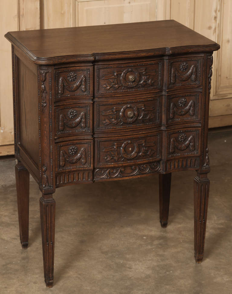 Featuring a classic charm thanks to the superb rural artisanry that created it, this Vintage Country French Commode features design cues from the style favored by Louis XVI, recalling the glory years of ancient Greece and Rome!  Hand-crafted from