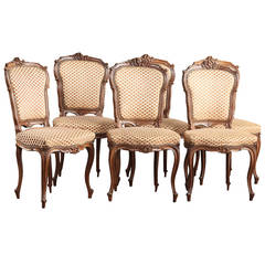 Antique Set of Six Louis XV Walnut Chairs