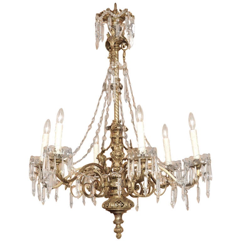 Antique Baroque Bronze and Crystal Chandelier at 1stDibs