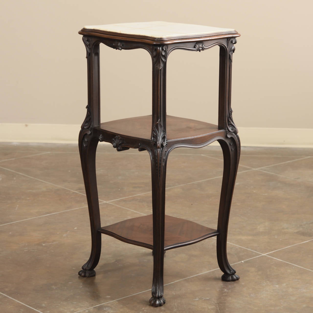 19th Century French Antique Solid Rosewood Onyx Top Nightstand or Lamp