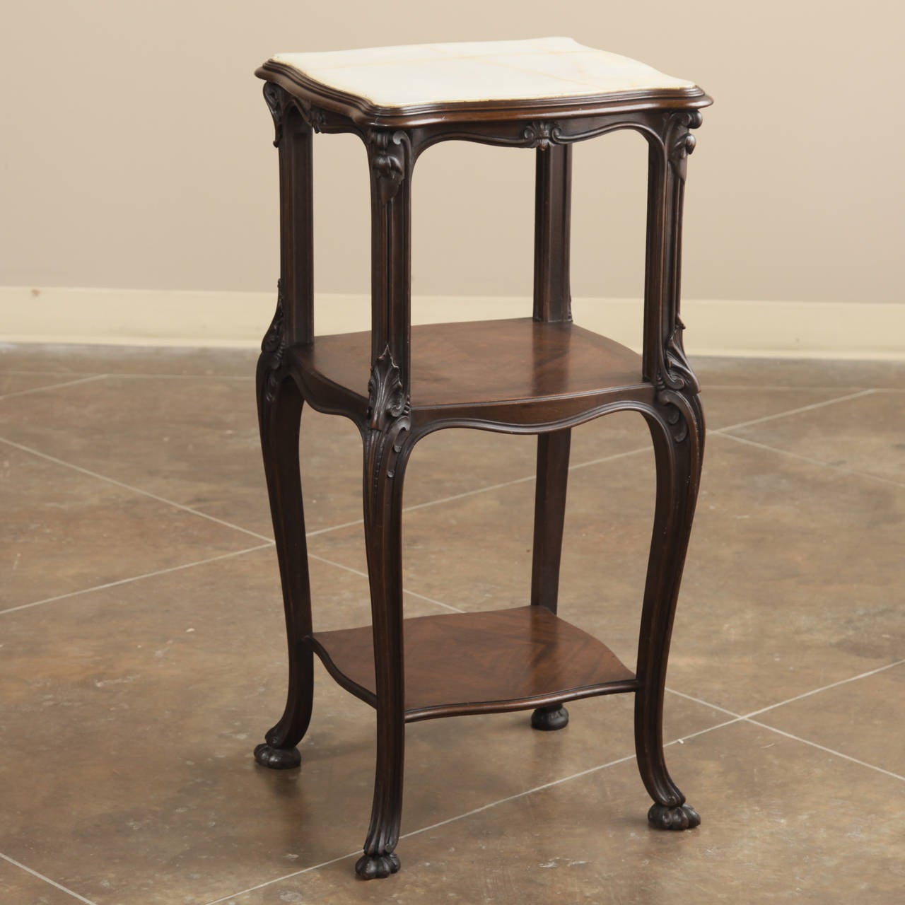 19th Century French Antique Solid Rosewood Onyx Top Nightstand or Lamp