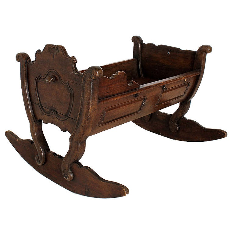 Antique French 18th Century Walnut Bassinette