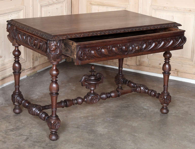 Antique Italian Renaissance Walnut Writing Table