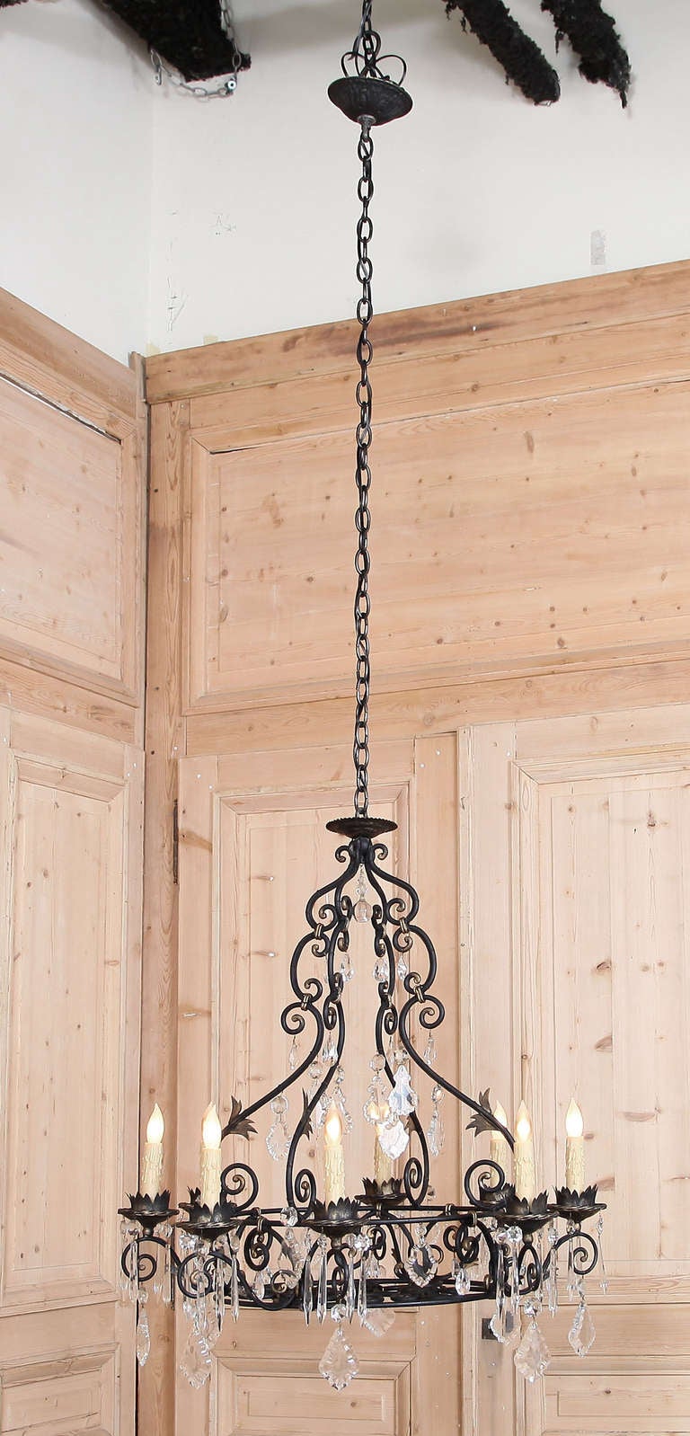 wrought iron crystal chandelier