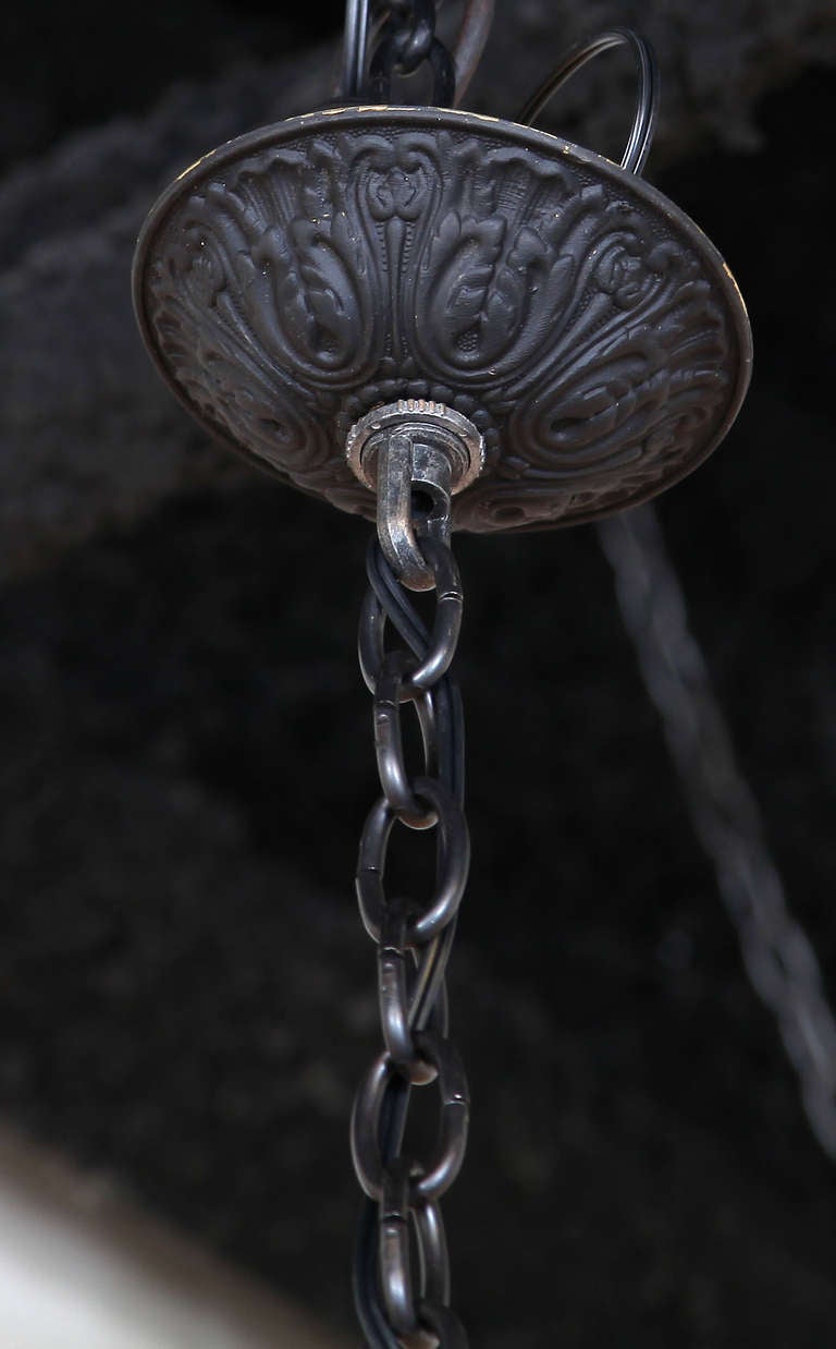 wrought iron and crystal chandelier