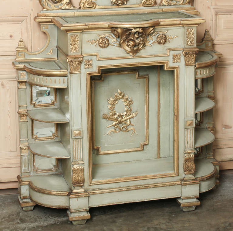 Antique Italian Baroque Cabinet Console with Mirror In Excellent Condition In Dallas, TX