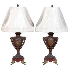 Pair Antique French Mantel Urn Table Lamps