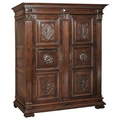 19th Century Antique Italian Neoclassical Walnut Armoire