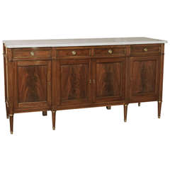 Antique Directoire Style Marble Top Mahogany Buffet