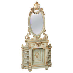 Antique Italian Baroque Cabinet Console with Mirror